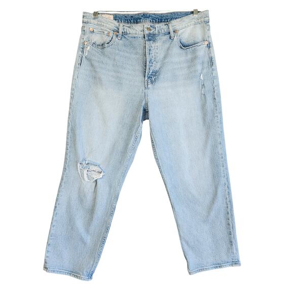 Gap Womens High Rise Cheeky Straight Jeans Plus Size 18 Light Wash Distressed - Picture 2 of 13